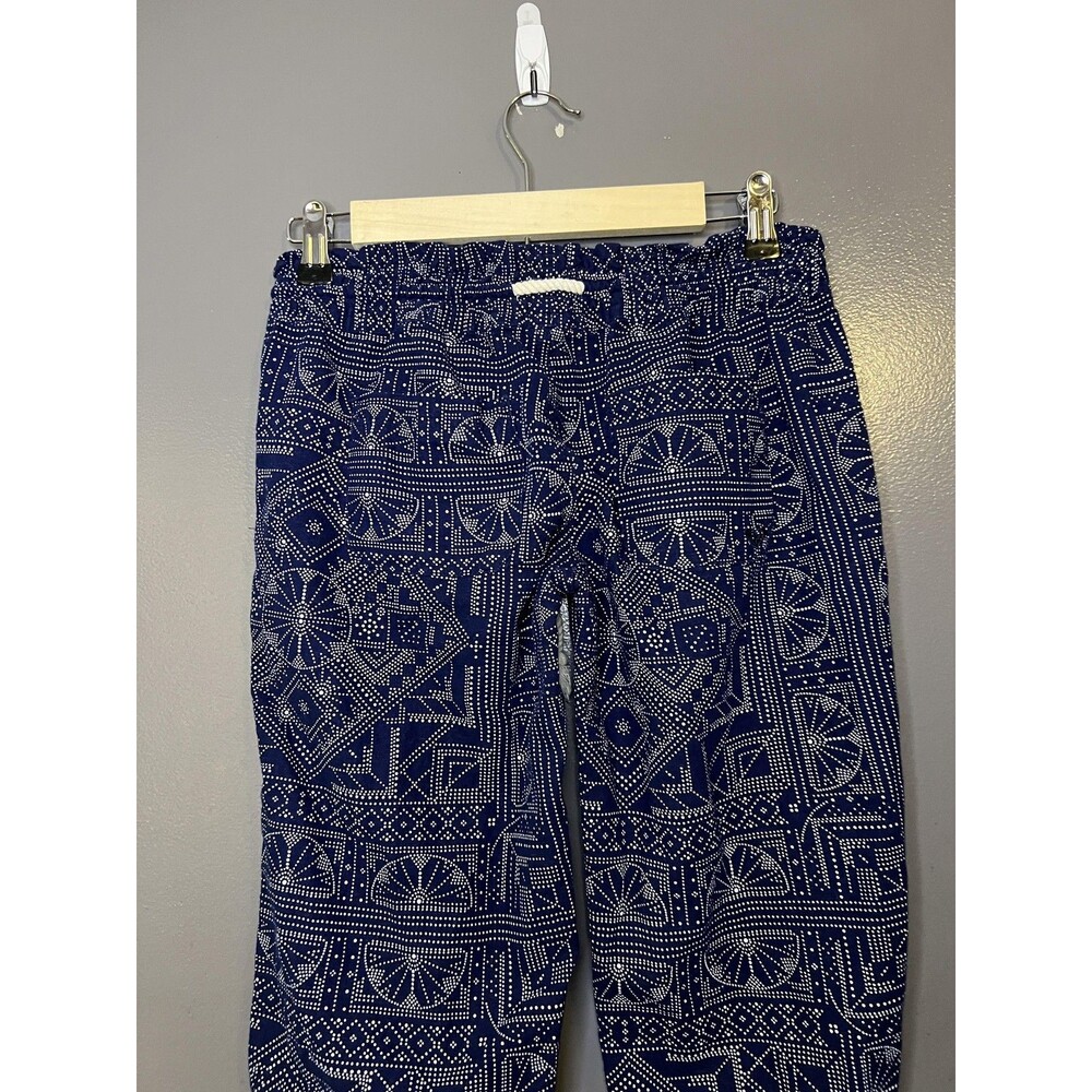 Roxy Pants Womens Small Blue Geometric Wide Leg Tassel Drawstring Lounge Elastic - Picture 5 of 13